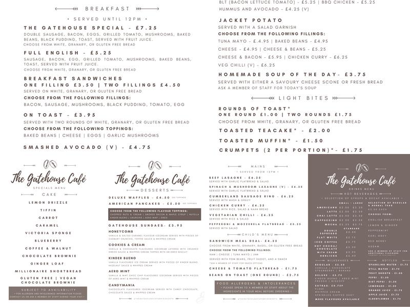 The Gatehouse Café Bridgnorth Menu