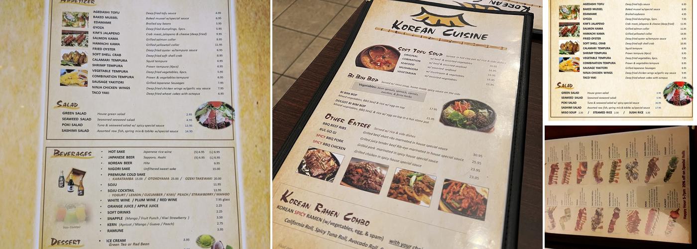 Ninja Sushi & Tofu Menu