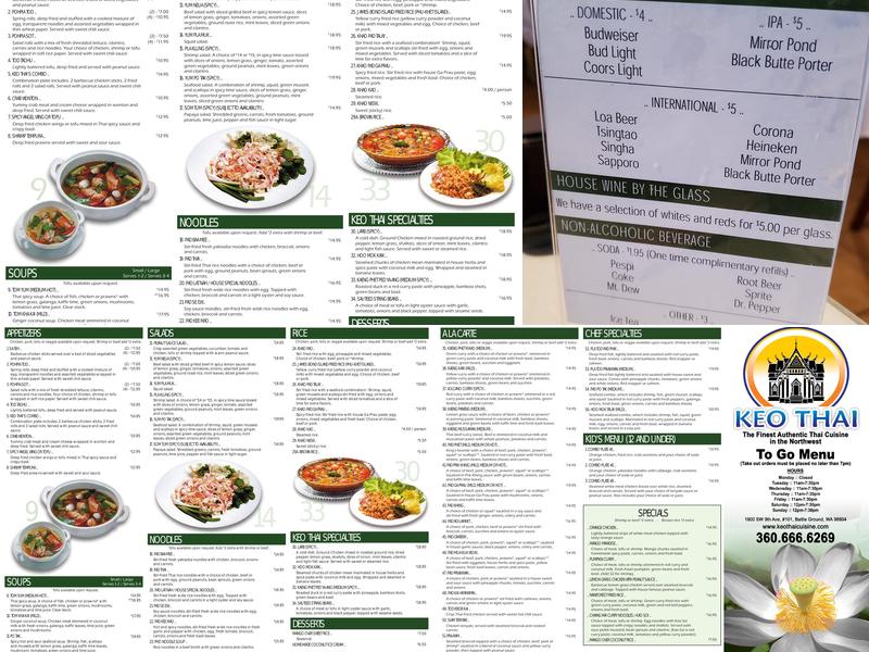 Keo Thai Cuisine Menu