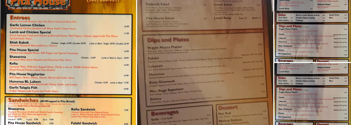 Pita House Menu