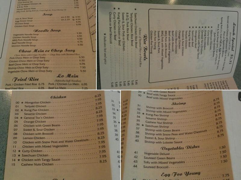 Moy's Express Menu
