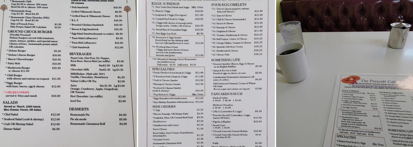 Prescott Cafe Menu