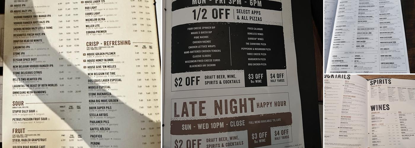 Yard House Menu