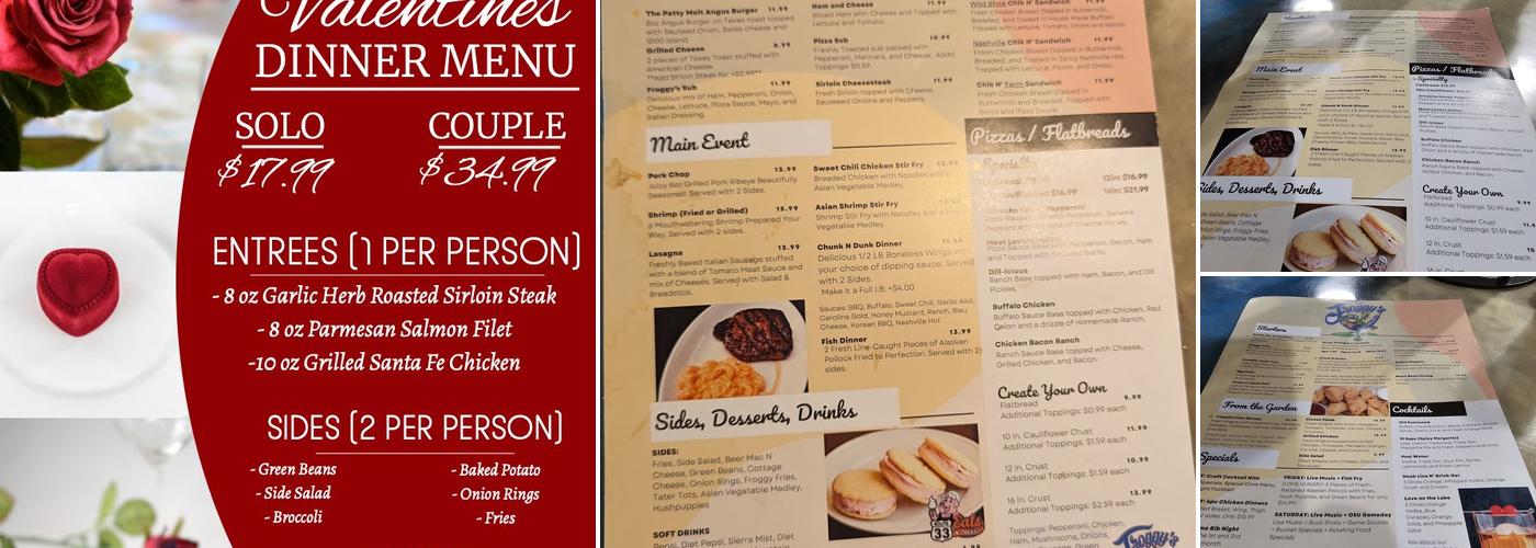 Froggy's at the Lake Menu