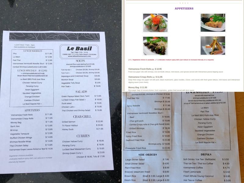 Le Basil Menu