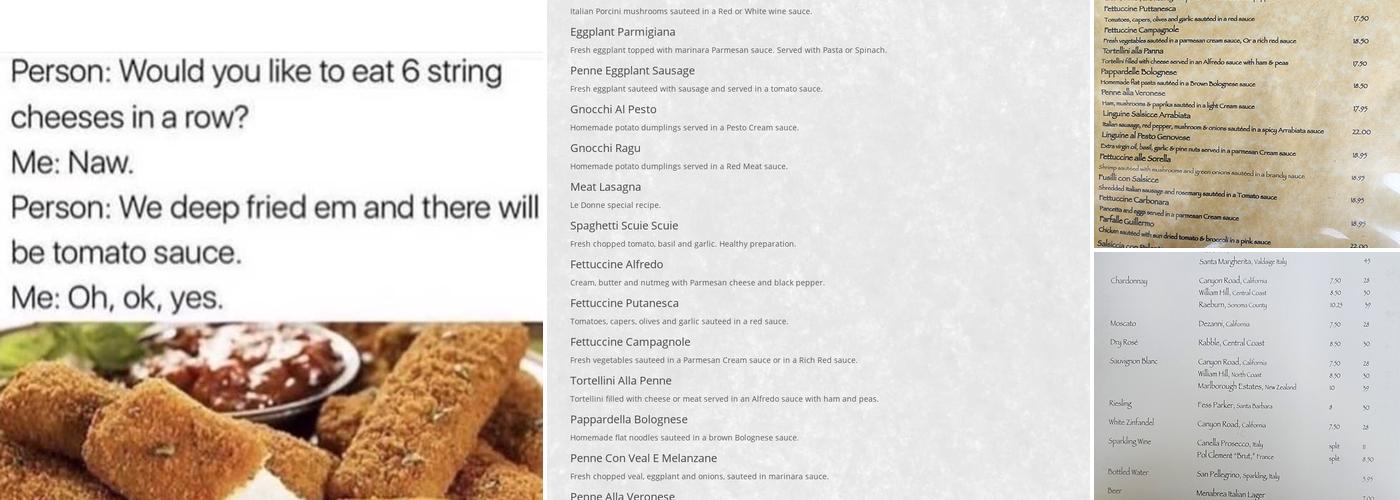 Le Donne Cucina Menu