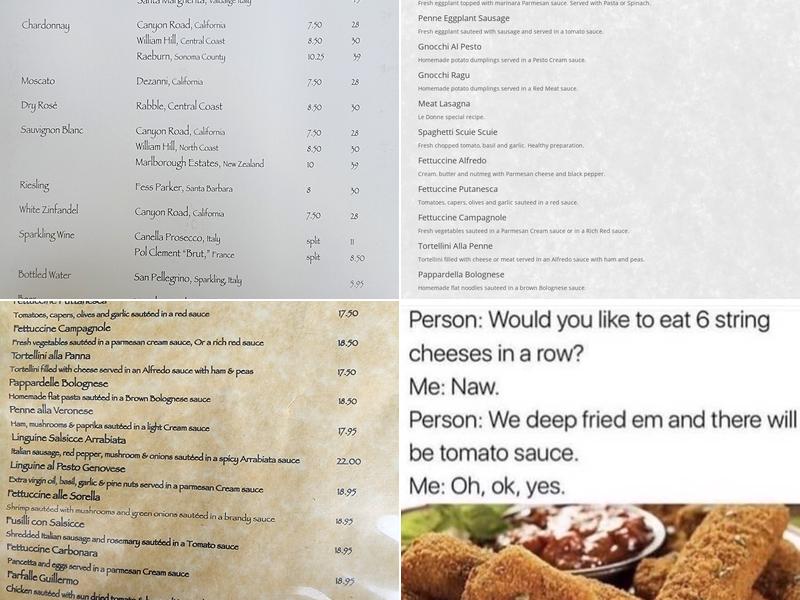 Le Donne Cucina Menu