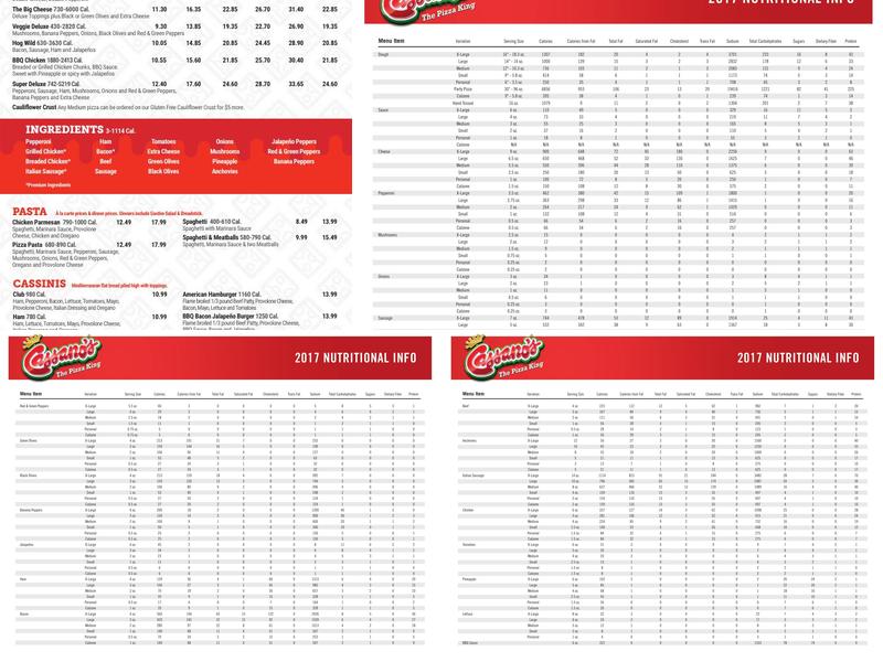 Cassano's The Pizza King Menu