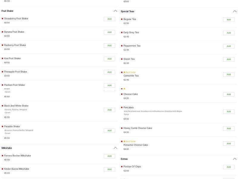 paradox cafe bistro Menu