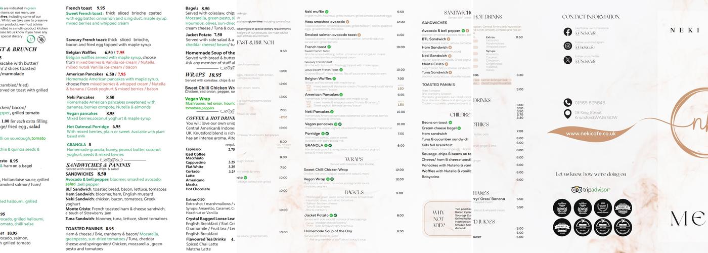 Neki Cafe Menu