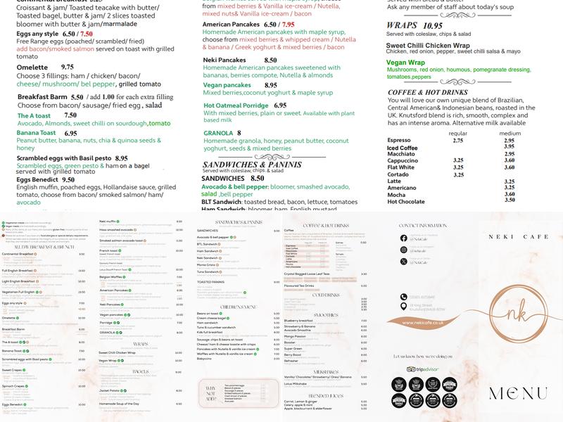 Neki Cafe Menu