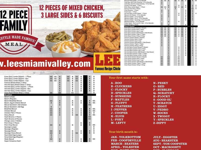 Lee's Famous Recipe Chicken Menu