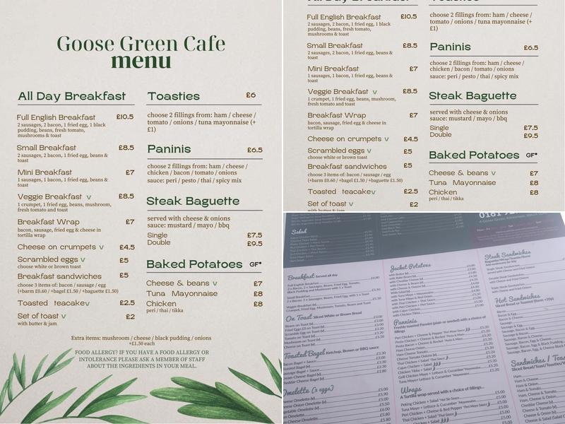 Goose Green Cafe Cleo Menu