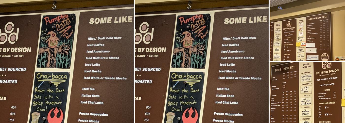 Coffee By Design Menu