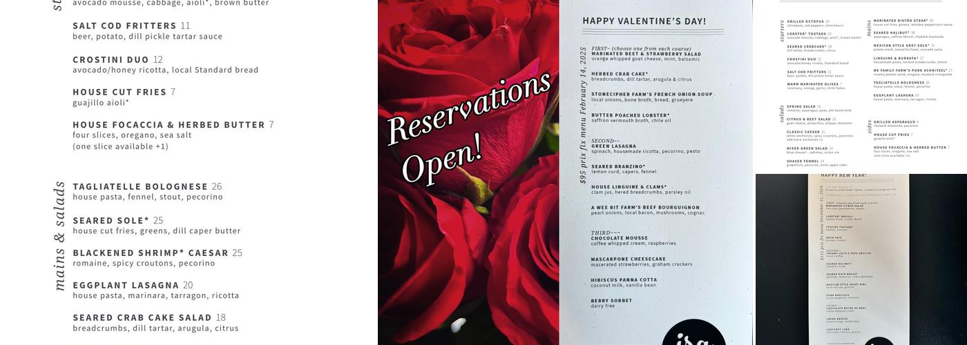 Isa Bistro Menu