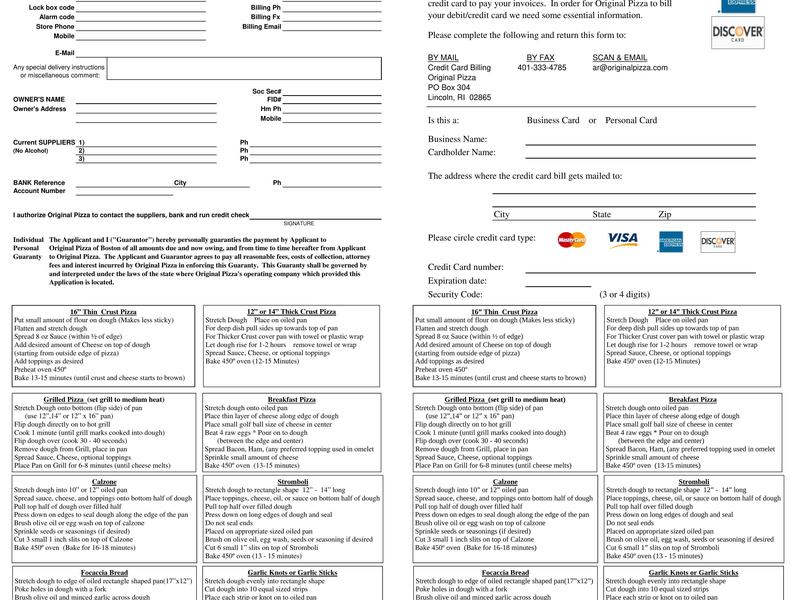 Original Pizza of Maine Menu