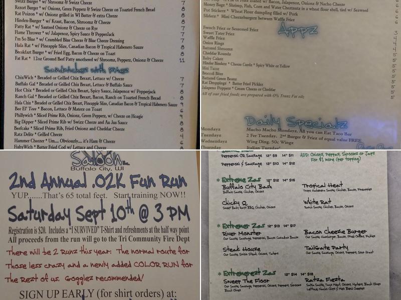 River Ratz Saloon and Lodge Menu