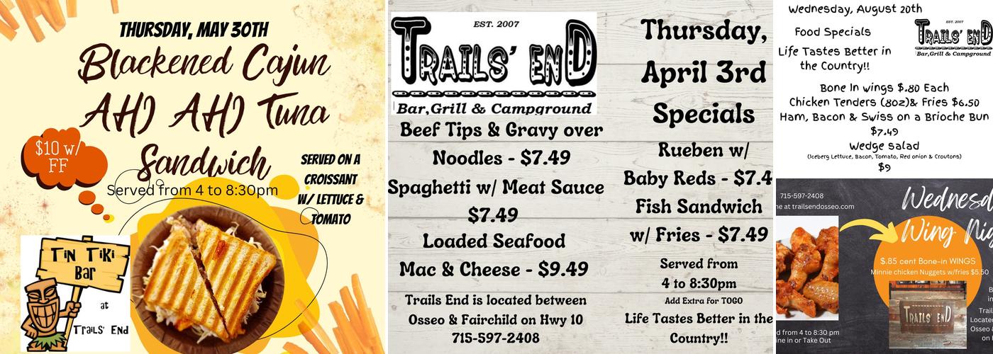 Trails End Menu