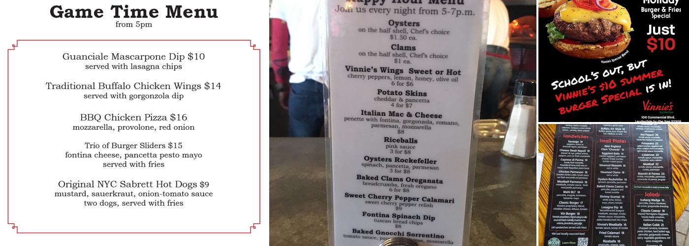Vinnie's by the Sea Menu