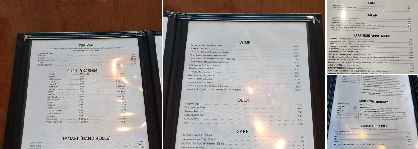 Musashi Thai & Sushi Menu