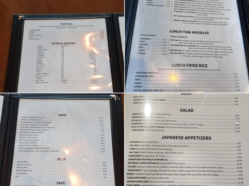 Musashi Thai & Sushi Menu