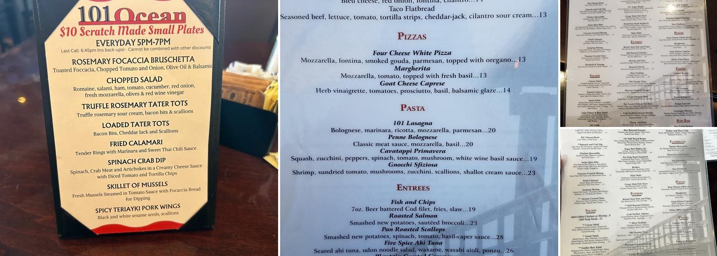 101 Ocean Menu