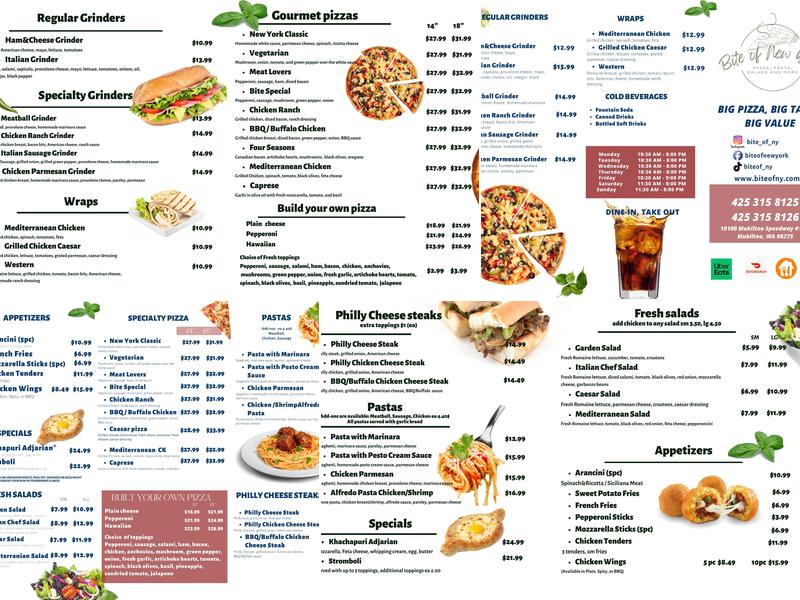 Bite Of New York Menu