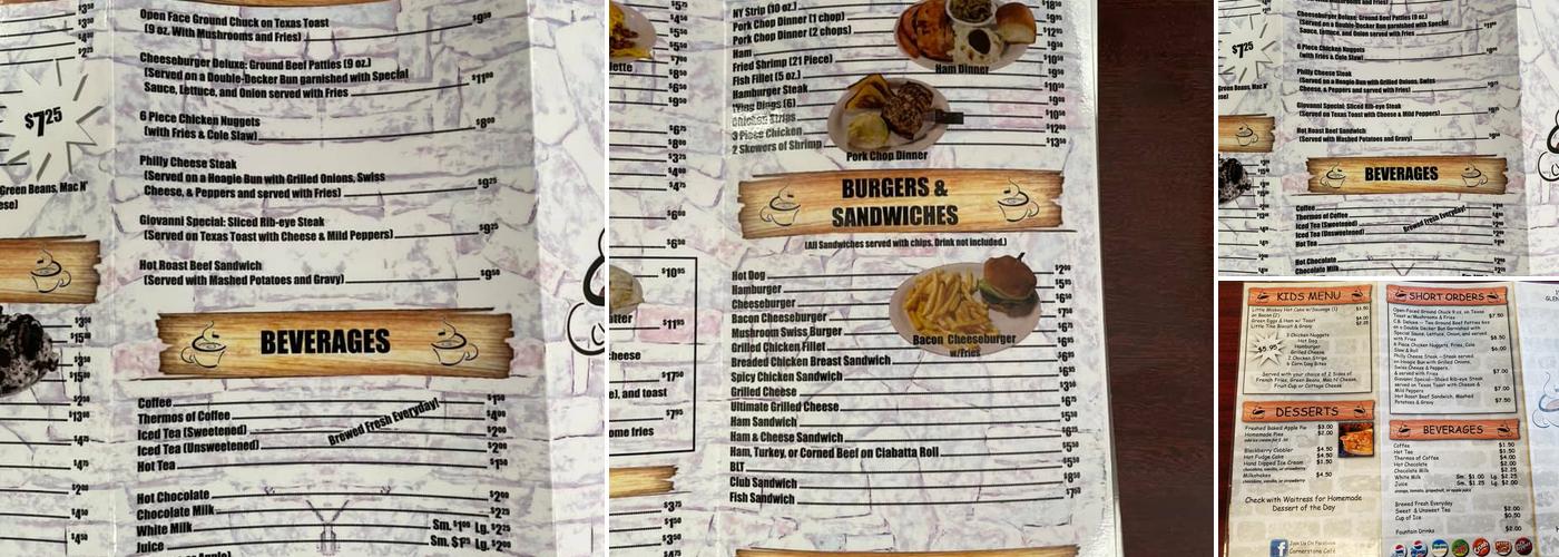 Cornerstone Cafe Menu