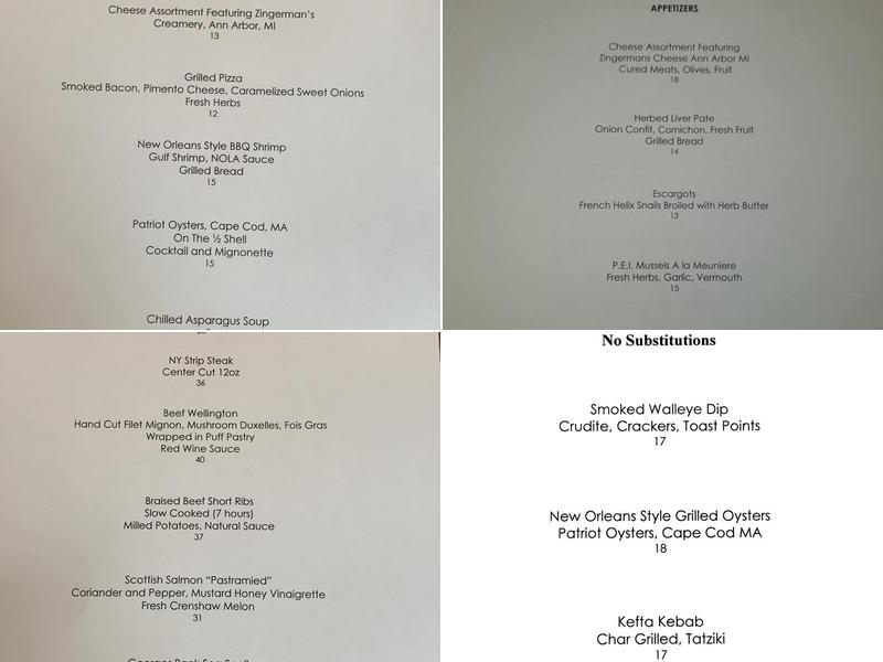 Rose & Thistle Menu