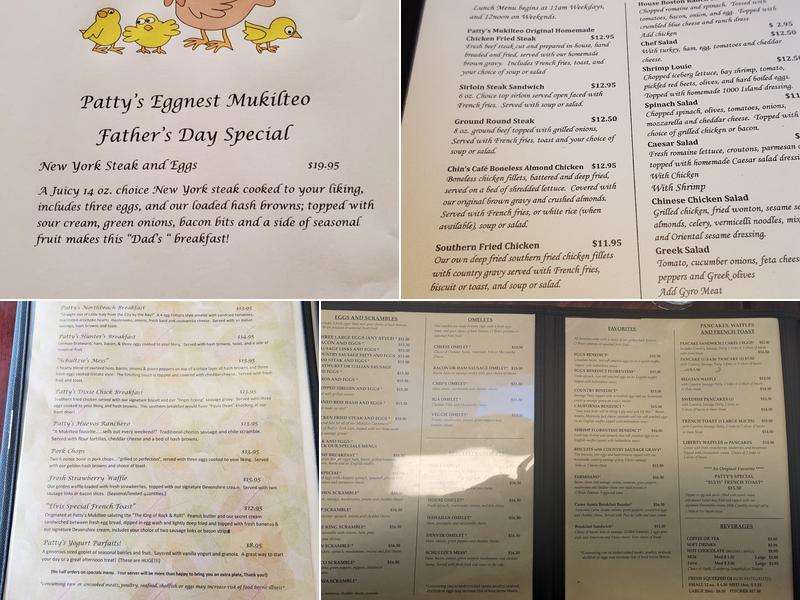 Patty's Eggnest Menu