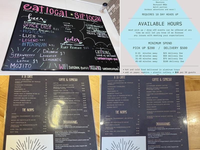 Sunshine Cafe Menu
