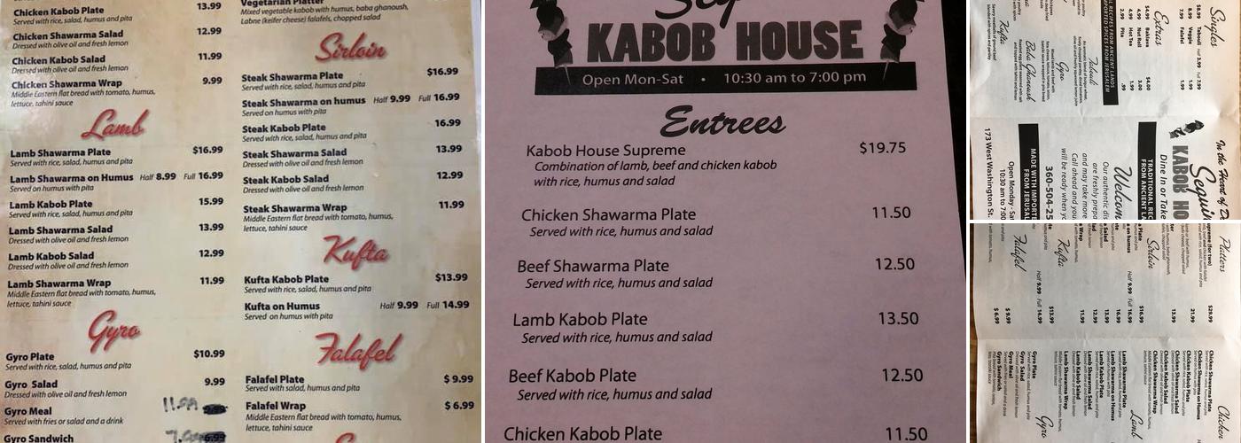 Sequim Kabob House Menu