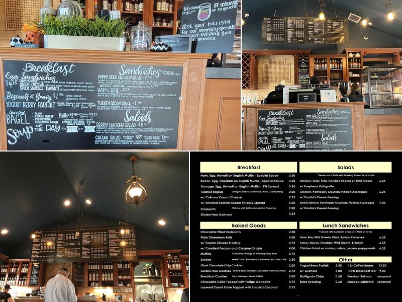 Adagio Bean & Leaf Menu