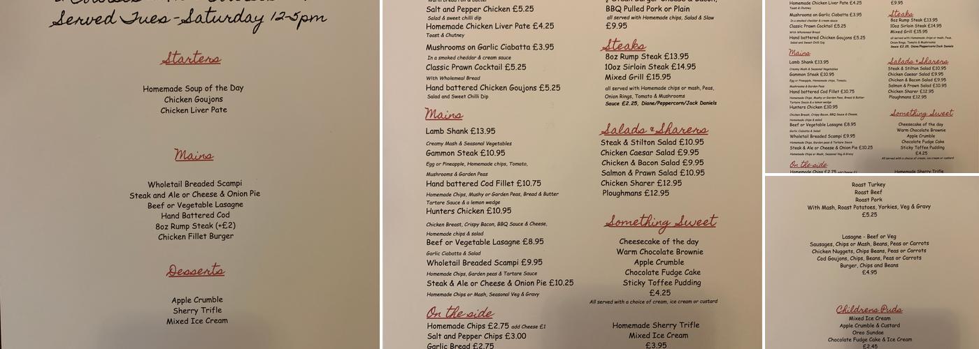 Ye Old Coffee Shop Menu