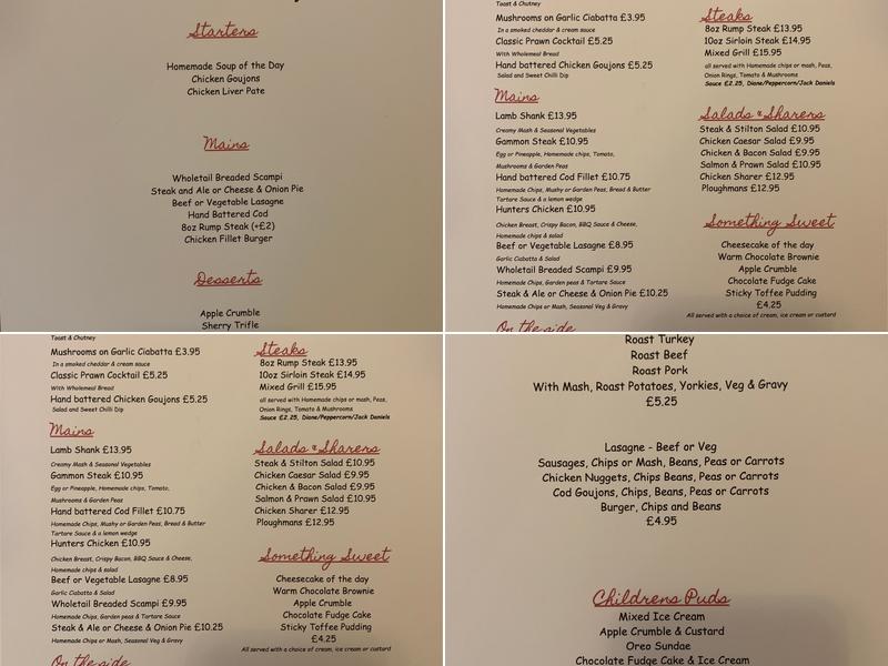 Ye Old Coffee Shop Menu