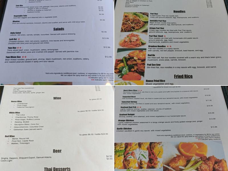 Ruby Thailand Cuisine Menu