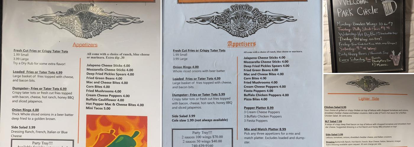 Park Circle Cafe Menu