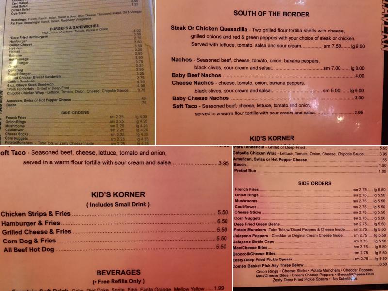 Deep Cut Tavern Menu