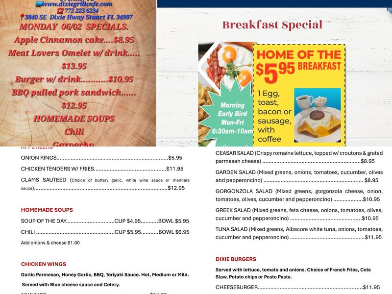 Dixie Grill Menu