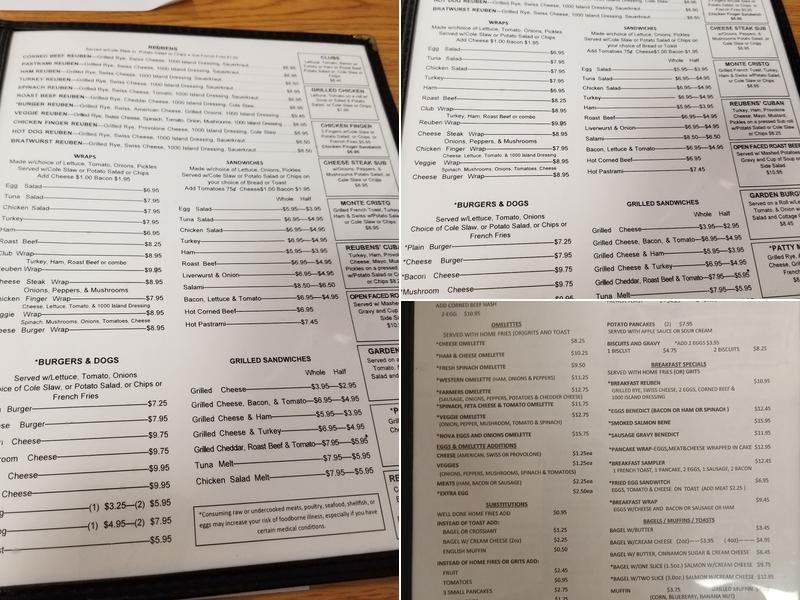 Reubens Breakfast & Lunch Menu
