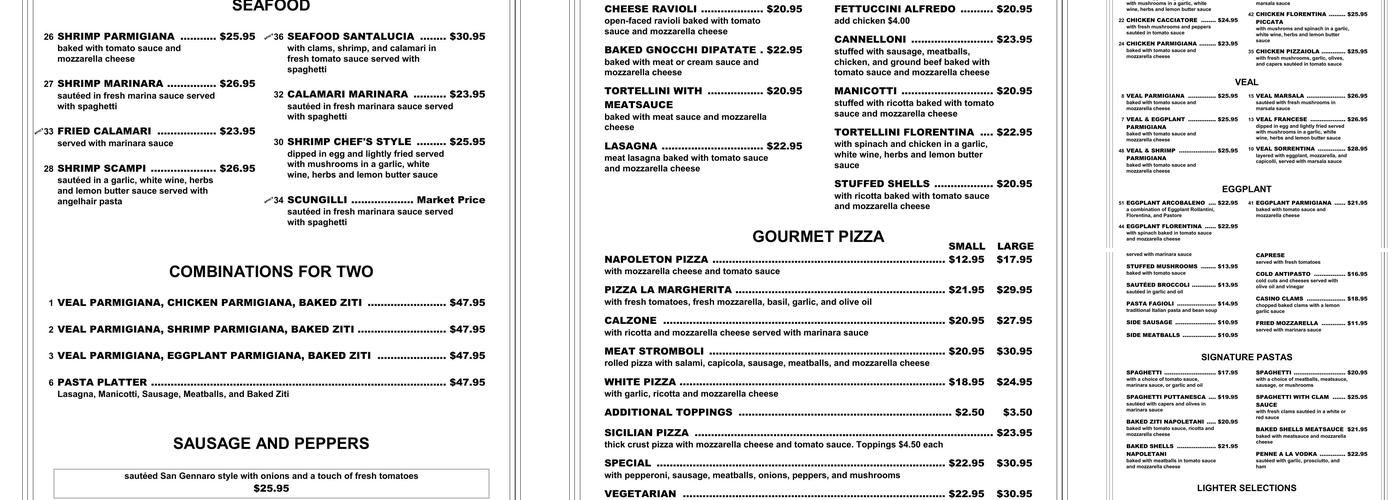 Mario’s Italian Restaurant Menu