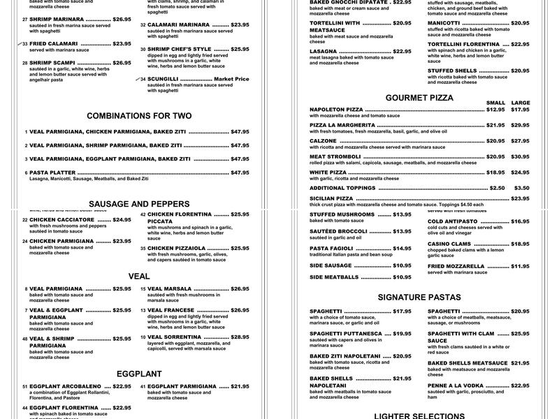 Mario’s Italian Restaurant Menu