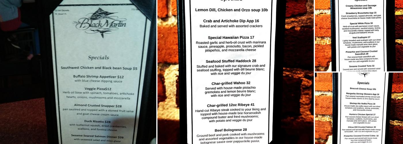 Black Marlin Menu