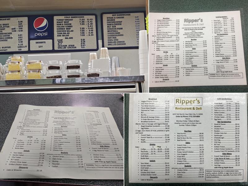 Ripper's Restaurant Menu