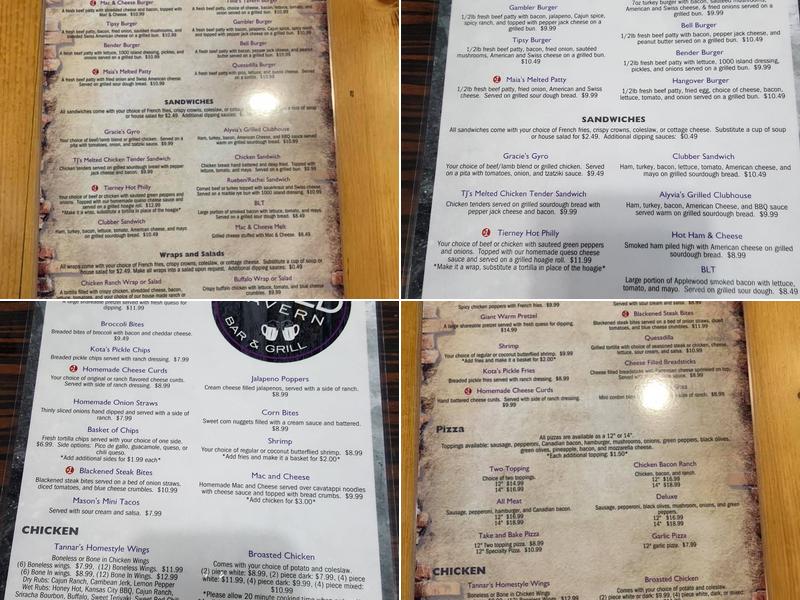 TT's Tilted Tavern Menu