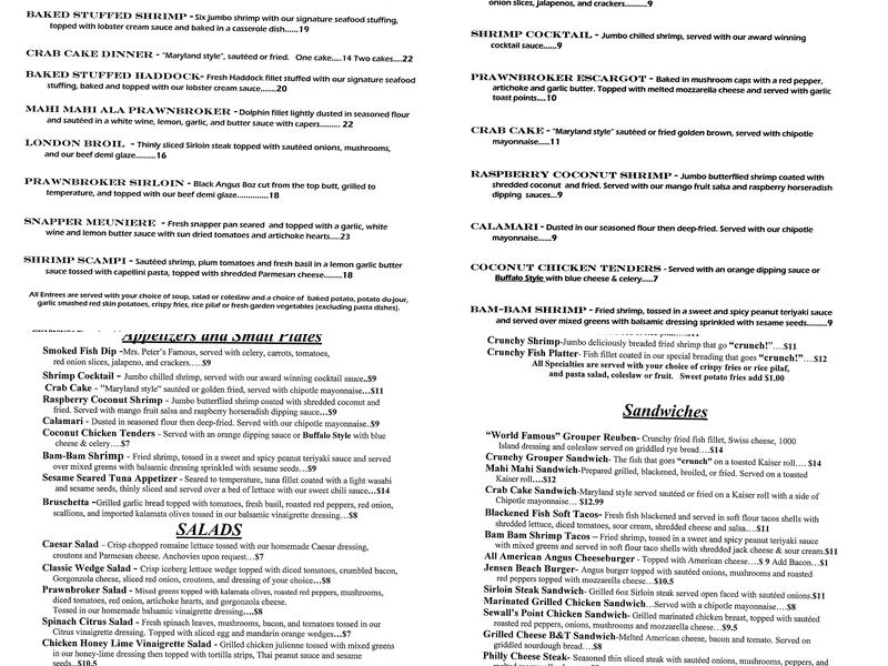 Prawnbroker Grill Menu