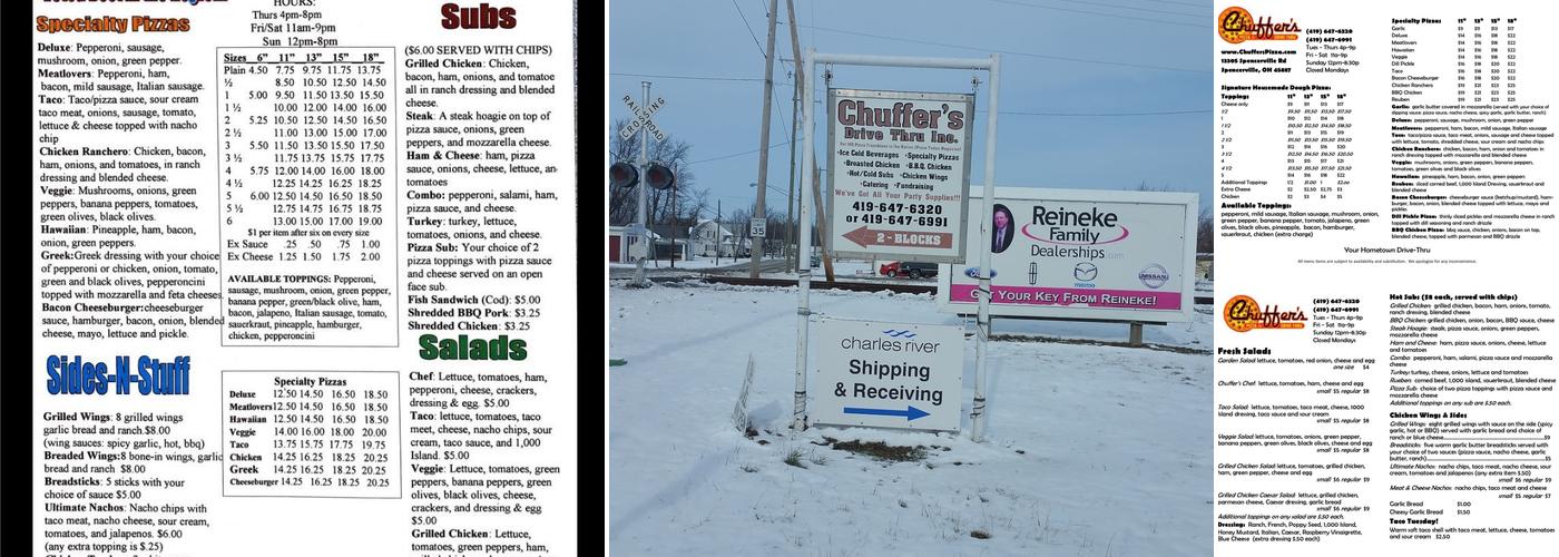 Chuffer's Drive-Thru Menu