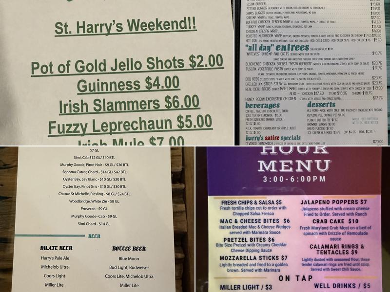 Harry and the Natives Menu