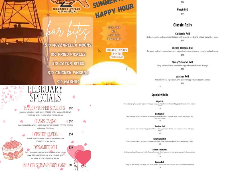 Two Georges Dockside Grille Menu