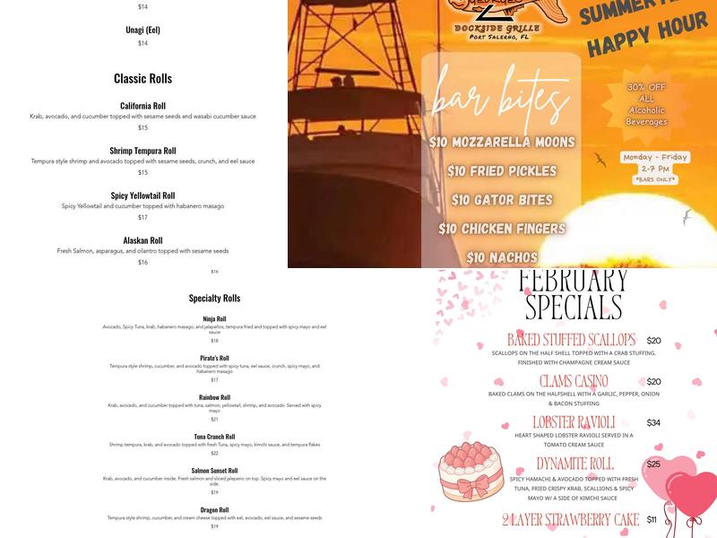 Two Georges Dockside Grille Menu